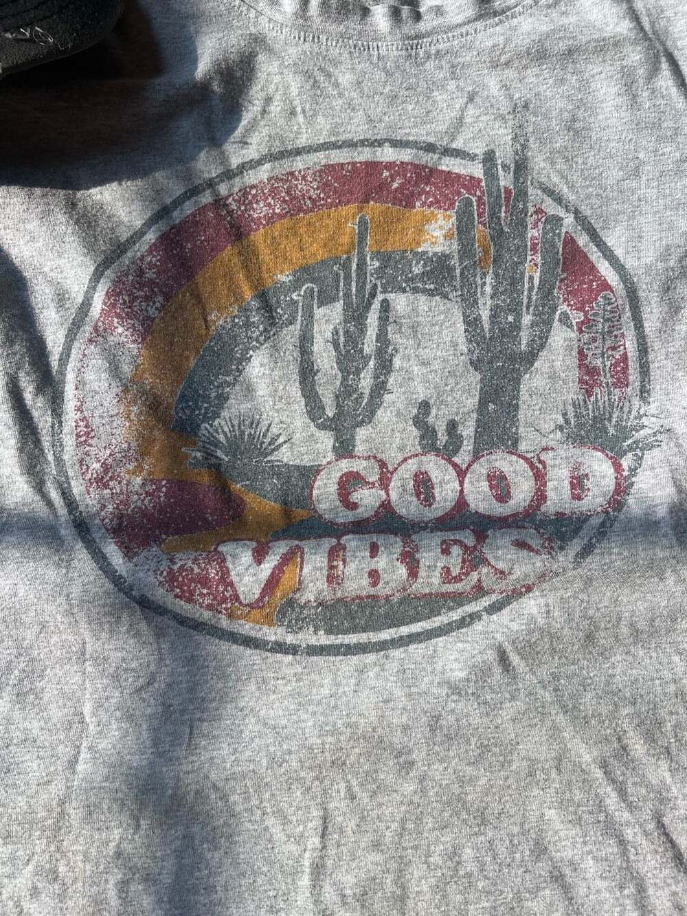 Good Vibes Cactus Graphic T-Shirt and Good Vibe Embellished Hat Set - Picture 3 of 6